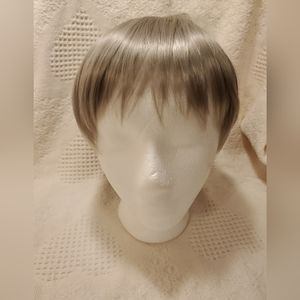 SHORT METALIC SILVER WIG, NO TAG OR LABEL.